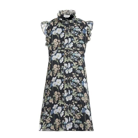 Bianca Balti The Sycamore Mini Maternity Dress Size 2 Black Teal Floral Boho NWT - Picture 2 of 16